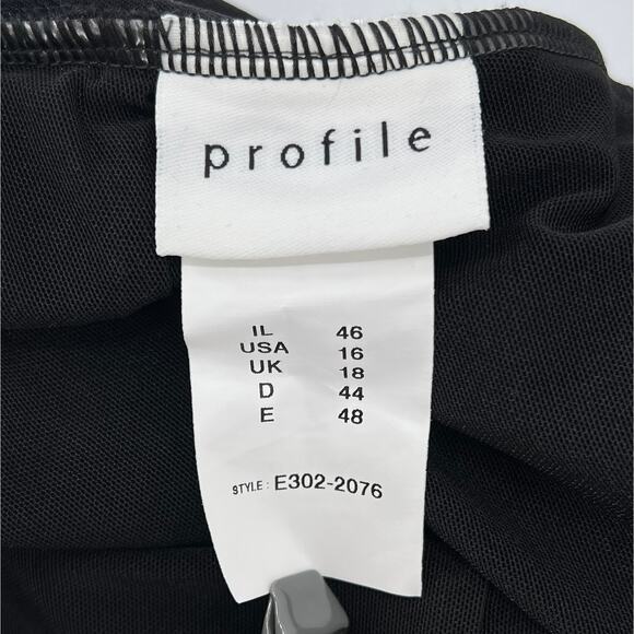 PROFILE BY GOTTEX Lets Twist One Piece Swimsuit Women 16 Black Gray V Neck Tank - Picture 13 of 16